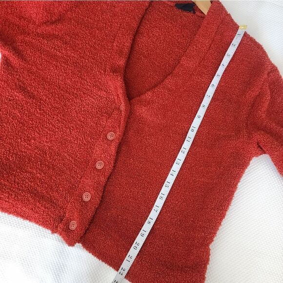 Anthropologie Out from under sweater  fluffy semi crop button front sweater - Picture 6 of 10